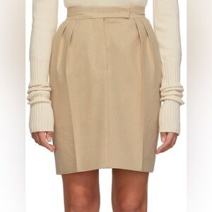 MAX MARA Beige Laura Skirt SZ 6 camel cashmere pleated pockets
